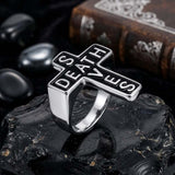 Gothic Death Saves Cross Stainless Steel Ring