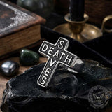 Gothic Death Saves Cross Stainless Steel Ring