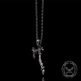 Gothic Demon Axe Sterling Silver Skull Pendant 02 | Gthic.com
