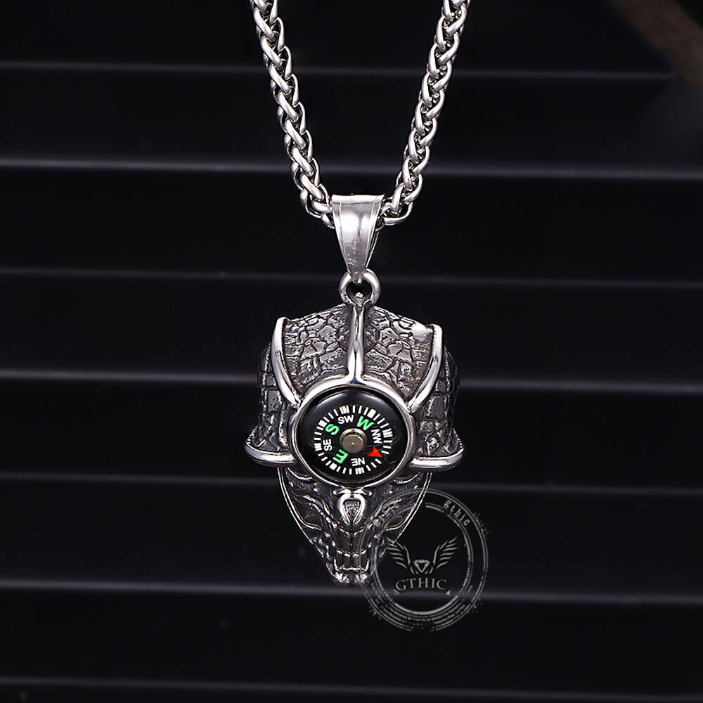 Gothic Demon Eye Compass Skull Stainless Steel Pendant | Gthic.com