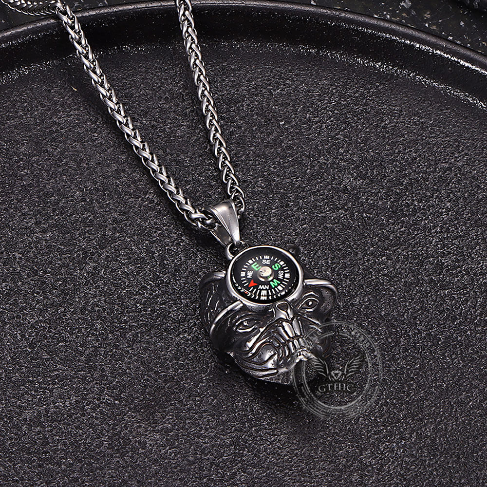 Gothic Demon Eye Compass Skull Stainless Steel Pendant