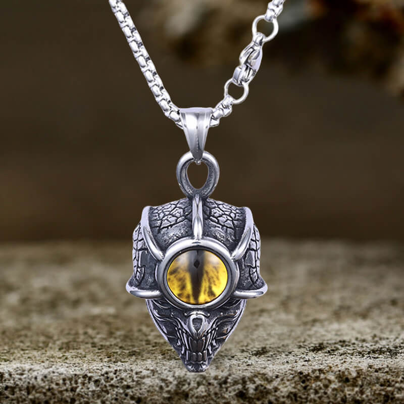 Gothic Demon Eye Compass Skull Stainless Steel Pendant