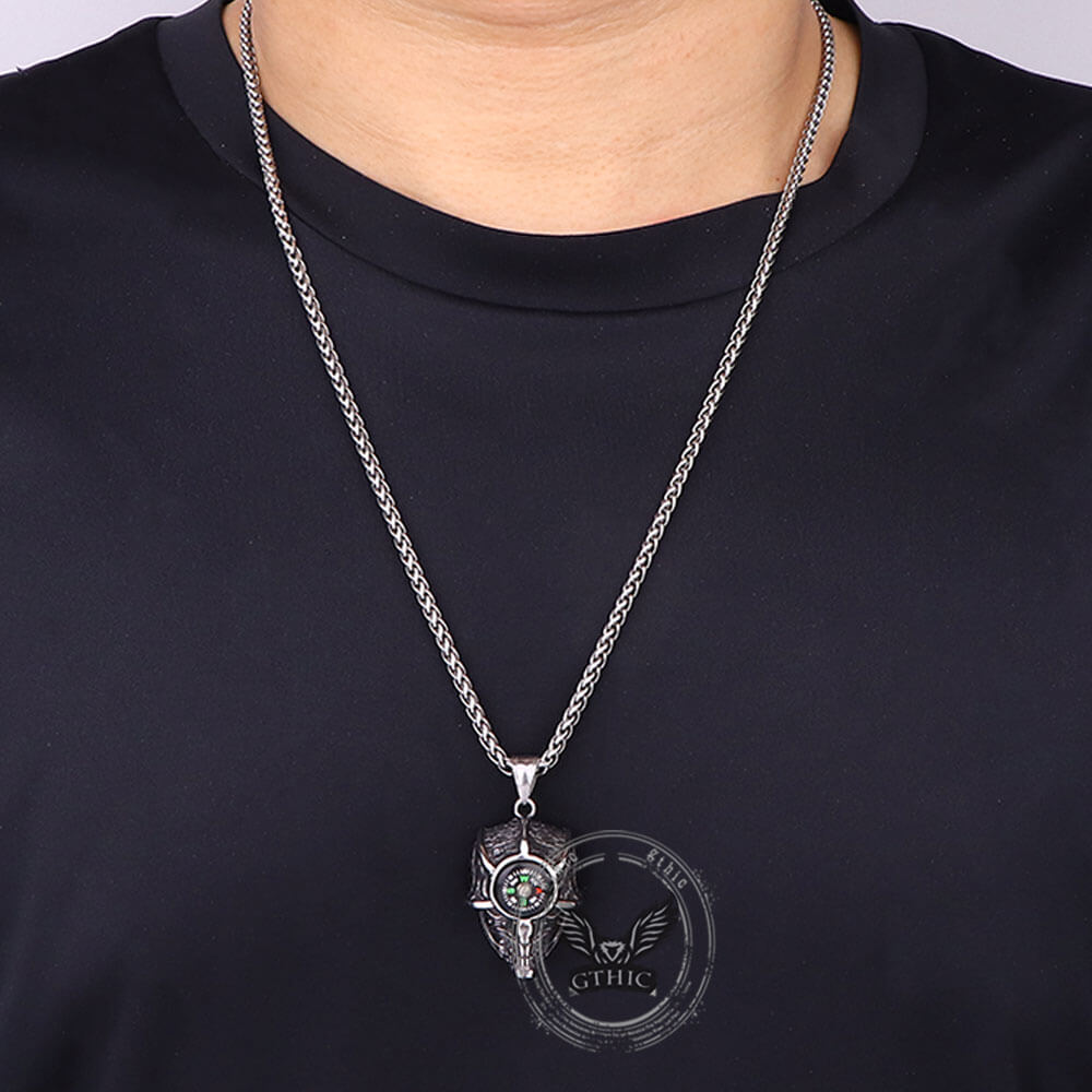 Gothic Demon Eye Compass Skull Stainless Steel Pendant | Gthic.com