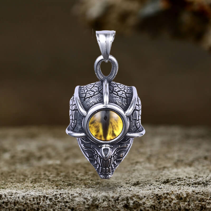 Gothic Demon Eye Compass Skull Stainless Steel Pendant