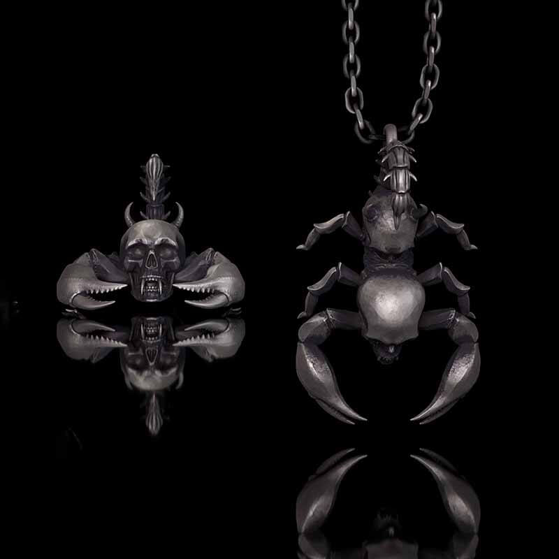 Gothic Demon Scorpion Sterling Silver Skull Pendant | Gthic.com