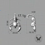 Gothic Demon Scorpion Sterling Silver Skull Pendant