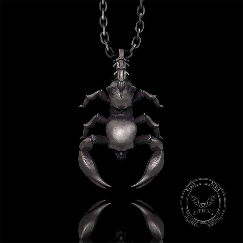 Gothic Demon Scorpion Sterling Silver Skull Pendant | Gthic.com