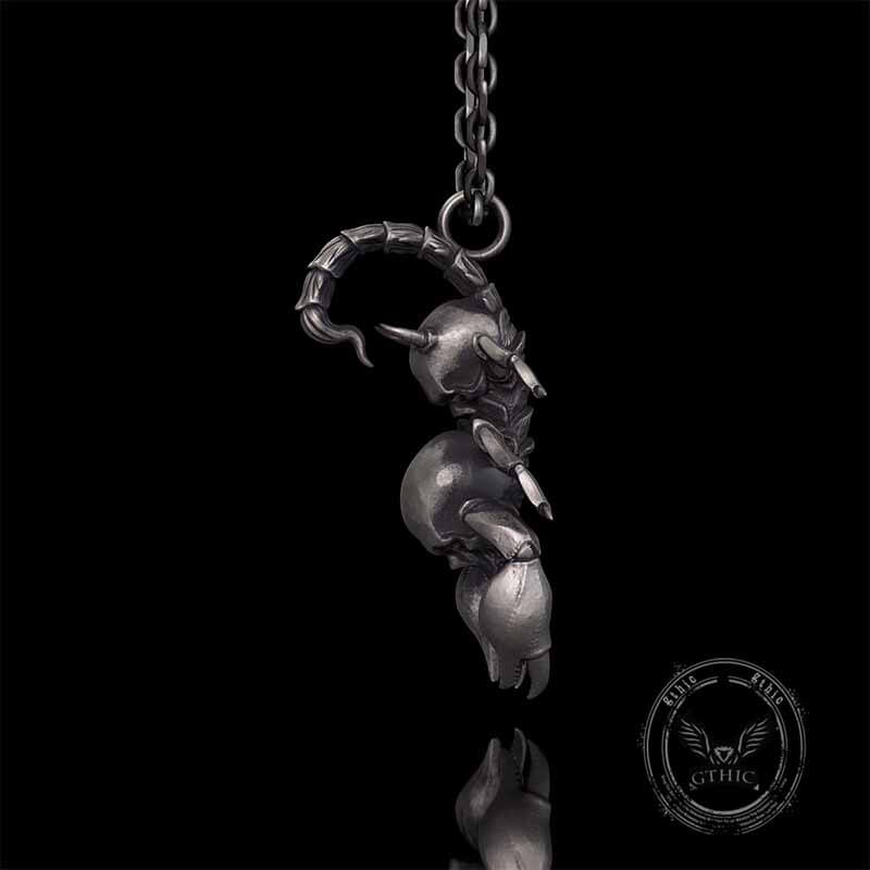 Gothic Demon Scorpion Sterling Silver Skull Pendant | Gthic.com