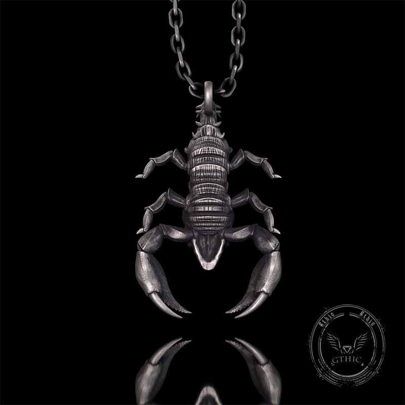 Gothic Demon Scorpion Sterling Silver Skull Pendant