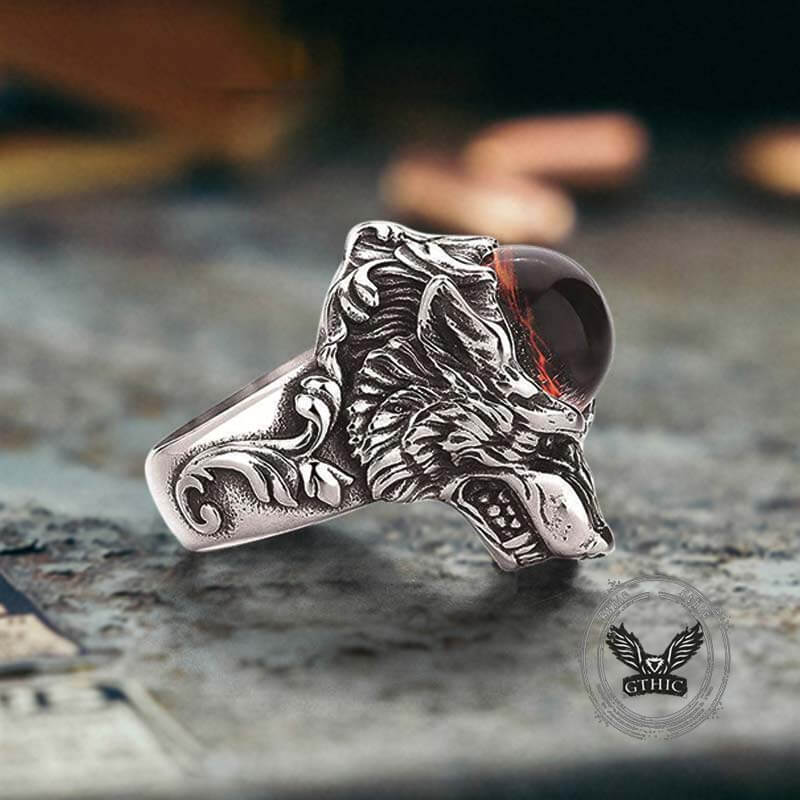 Gothic Devil Eye Fierce Wolf Stainless Steel Ring