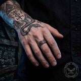 Gothic Devil Eye Red Rhinestone Stainless Steel Ring | Gthic.com