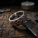 Gothic Devil Eye Red Rhinestone Stainless Steel Ring | Gthic.com