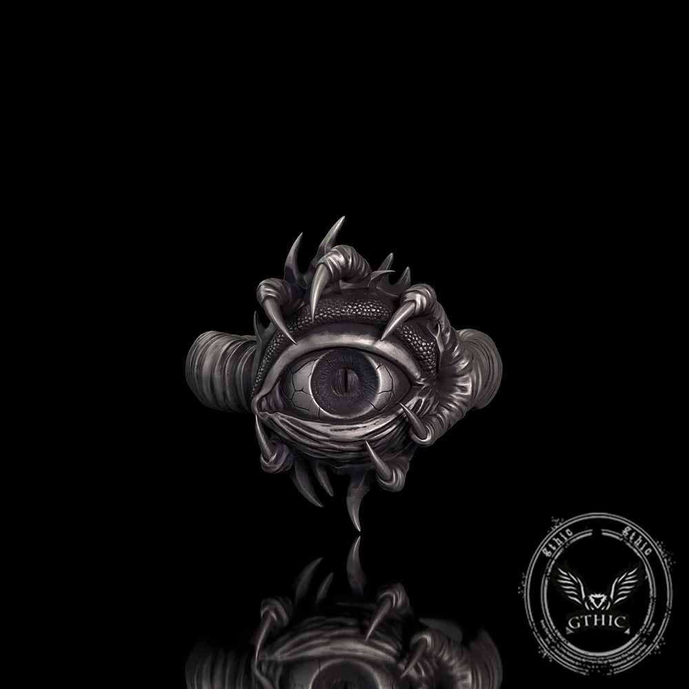 Gothic Devil's Eye Claw Biker Sterling Silver Ring | Gthic.com