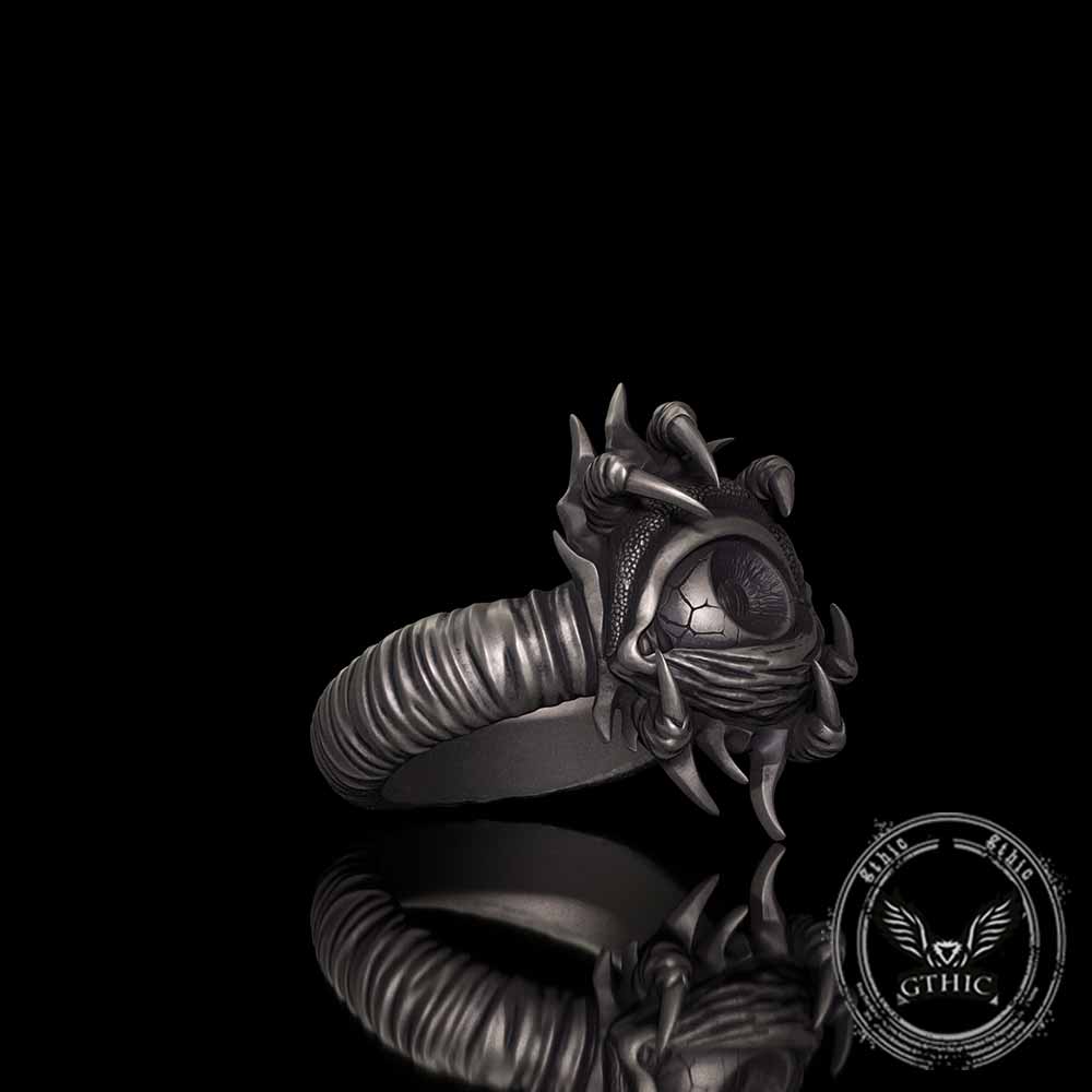 Gothic Devil's Eye Claw Biker Sterling Silver Ring