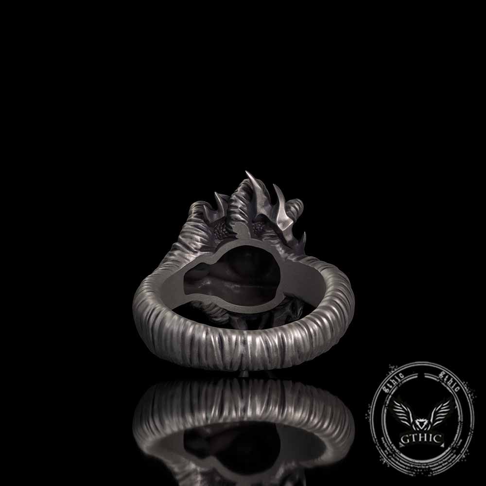 Gothic Devil's Eye Claw Biker Sterling Silver Ring