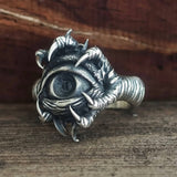Gothic Devil's Eye Claw Biker Sterling Silver Ring | Gthic.com