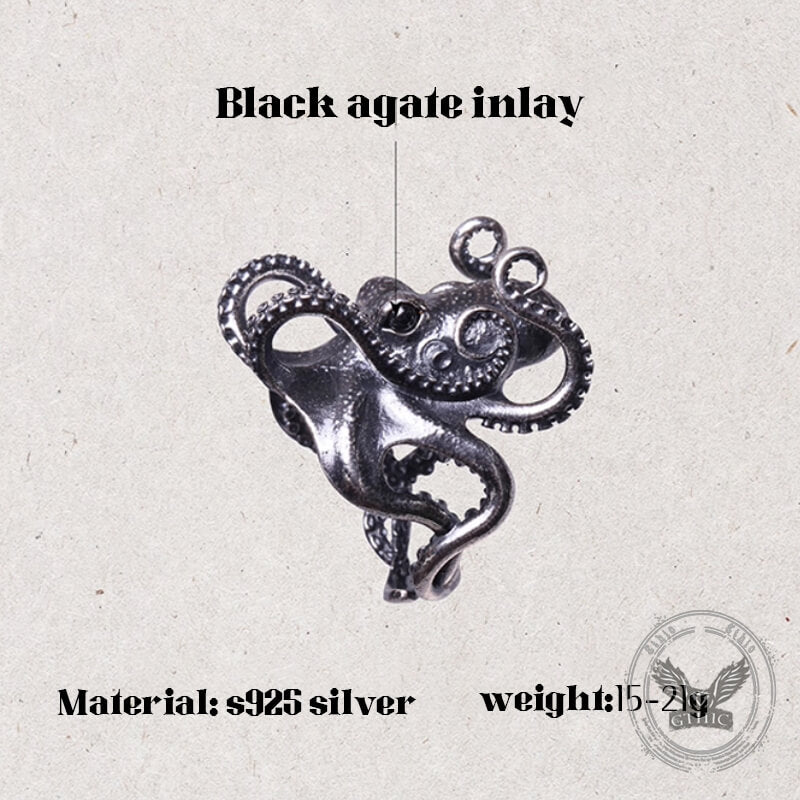 Bague animal en argent sterling crâne de pieuvre