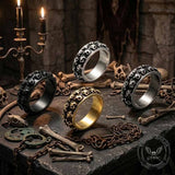 Gothic Double-Row Skull Stainless Steel Ring | Gthic.com