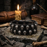 Gothic Double-Strand Alloy Skull PU Leather Bracelet | Gthic.com