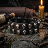 Gothic Double-Strand Alloy Skull PU Leather Bracelet | Gthic.com