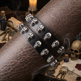 Gothic Double-Strand Alloy Skull PU Leather Bracelet