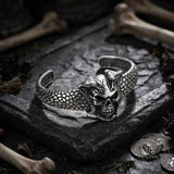 Gothic Double Snake Skull Stainless Steel Cuff Bracelet | Gthic.com
