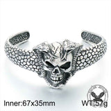 Gothic Double Snake Skull Stainless Steel Cuff Bracelet