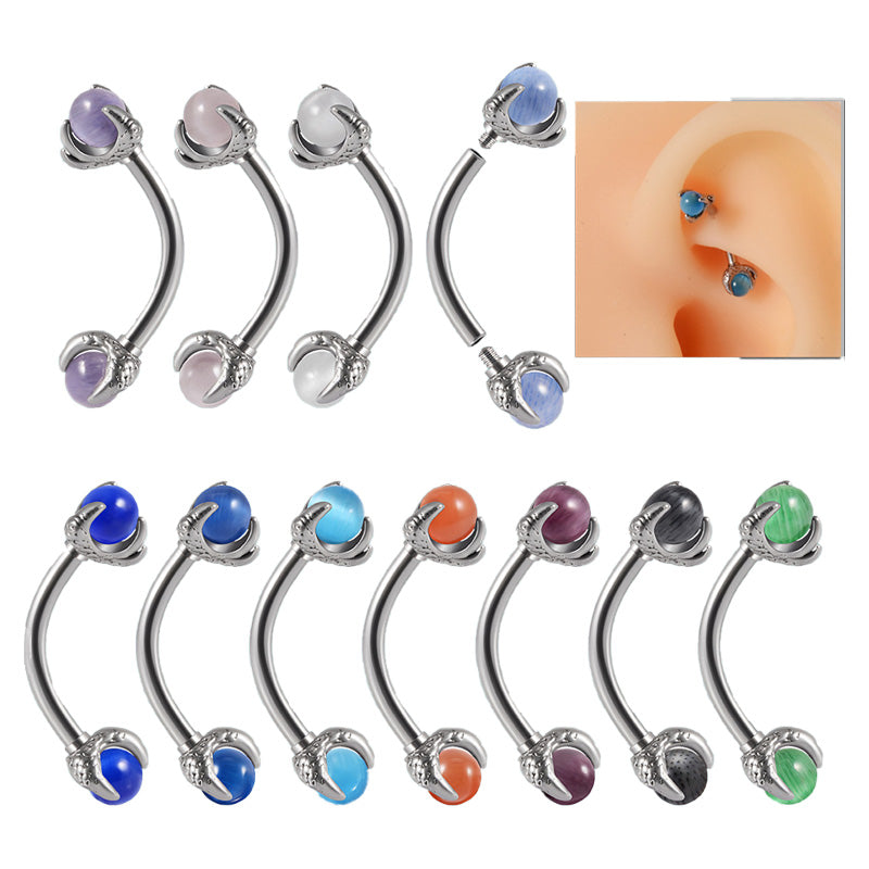 Gothic Dragon Claw Bead Stainless Steel Piercing Earrings | Gthic.com