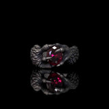 Gothic Dragon Claw Gemstone Sterling Silver Ring