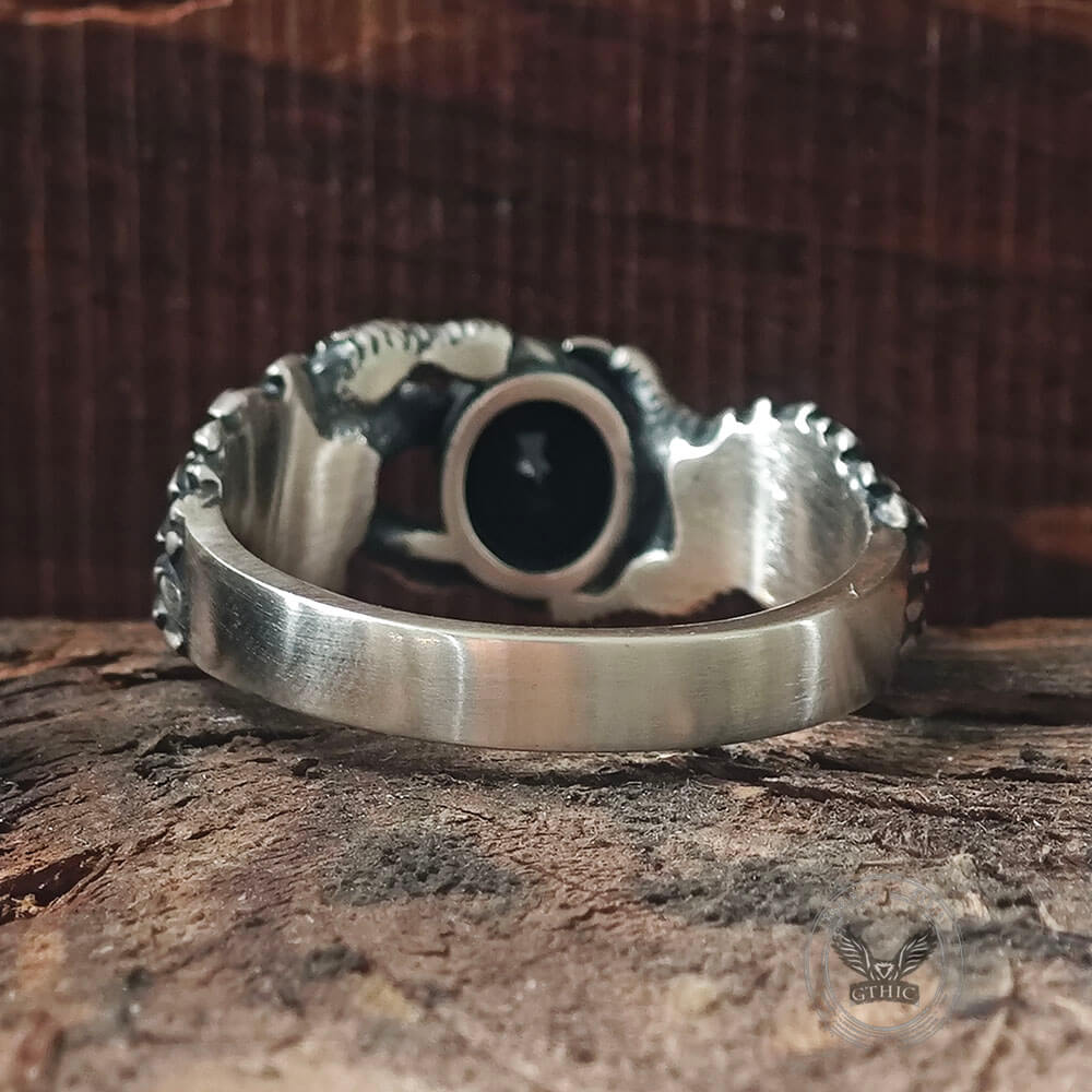Gothic Dragon Claw Gemstone Sterling Silver Ring