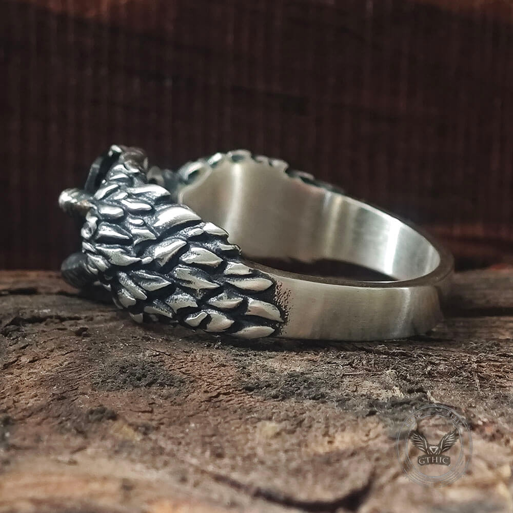 Gothic Dragon Claw Gemstone Sterling Silver Ring