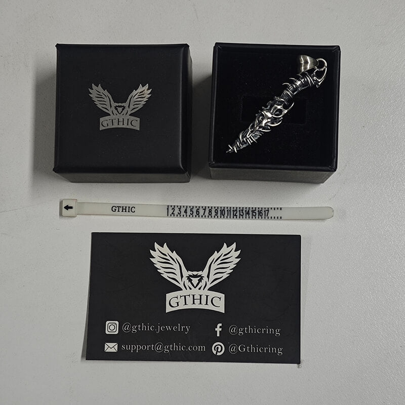 Gothic Dragon Dagger Knife Sterling Silver Pendant