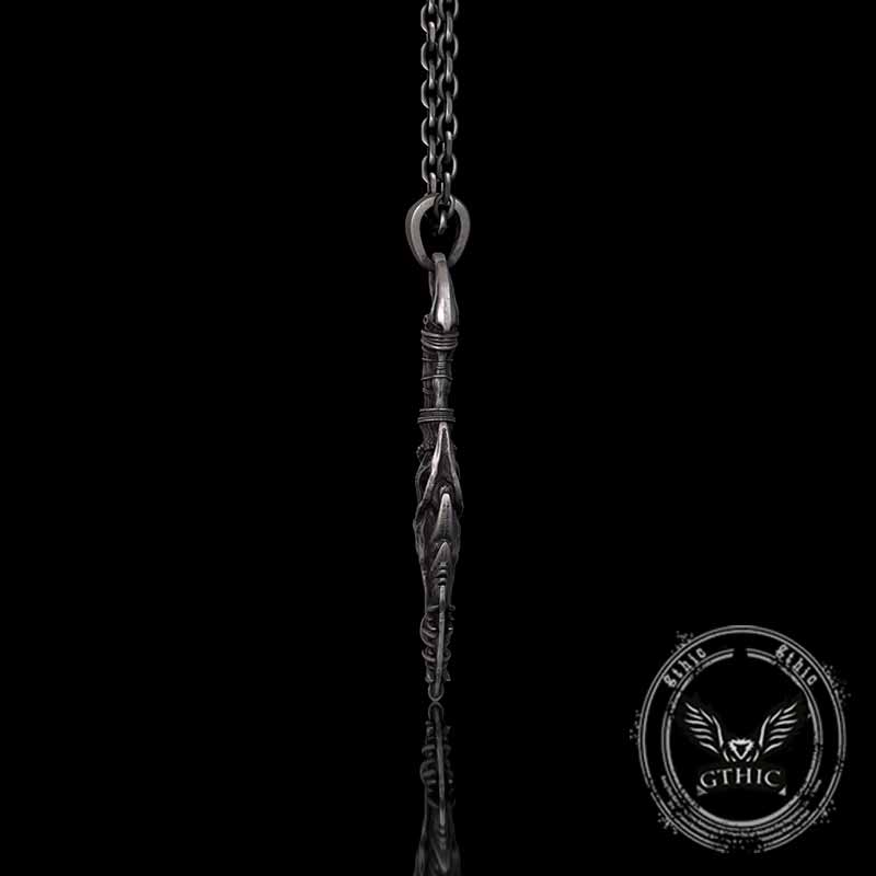 Gothic Dragon Dagger Knife Sterling Silver Pendant 02 | Gthic.com