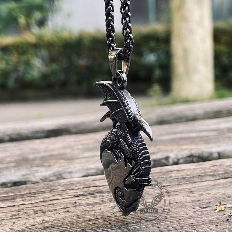 Gothic Dragon Heart Stainless Steel Pendant | Gthic.com