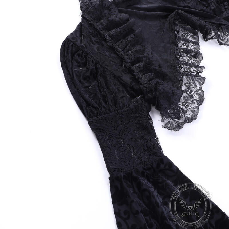 Gothic Embroidered Lace Crop Top Bodycon Dress Set