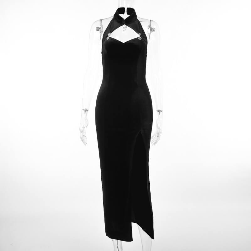 Gothic Embroidered Lace Crop Top Bodycon Dress Set, Dress / M Gothic Embroidered Lace Crop Top Bodycon Dress Set, Dress / M