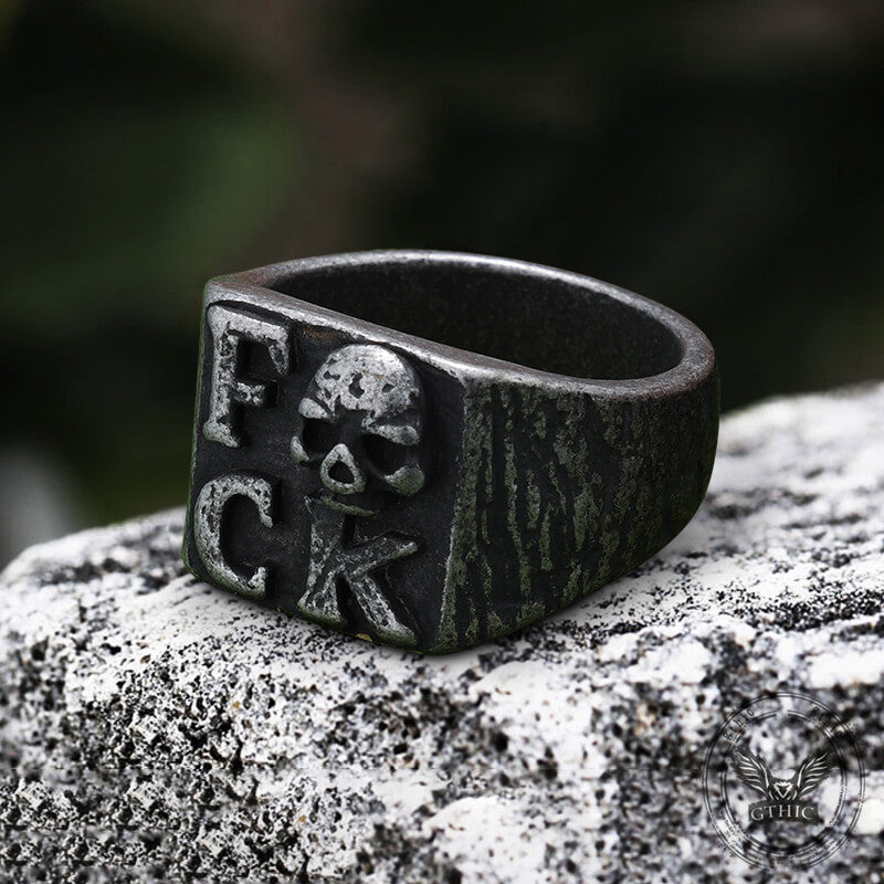 Gothic English Letter Skull Stainless Steel Ring