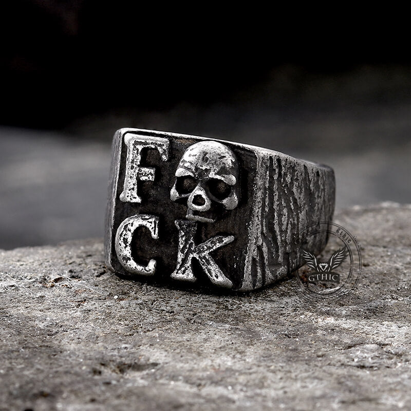 Gothic English Letter Skull Stainless Steel Ring