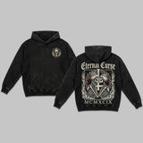 Gothic Eternal Curse Skull Vintage Washed Hoodie | Gthic.com