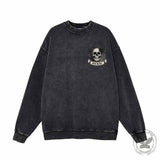 Gothic Eternal Darkness Skull Rose Vintage Washed Sweatshirt