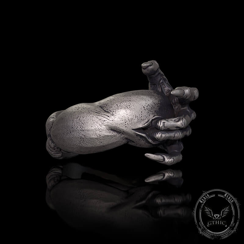 Gothic Evil Devil Hand Sterling Silver Ring – GTHIC