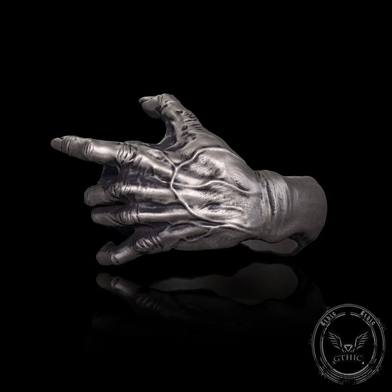 Gothic Evil Devil Hand Sterling Silver Ring | Gthic.com