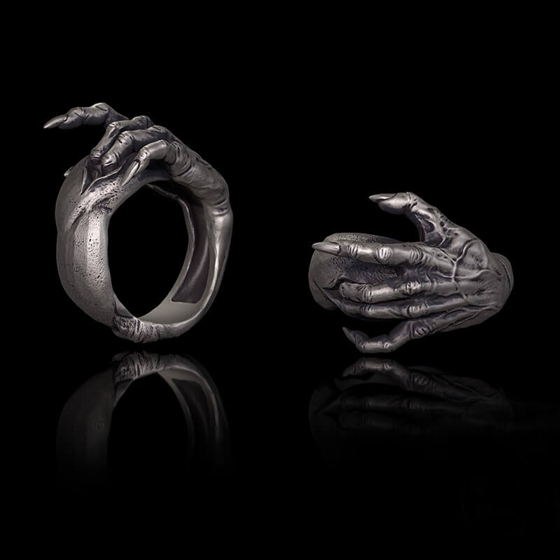 Gothic Evil Devil Hand Sterling Silver Ring | Gthic.com