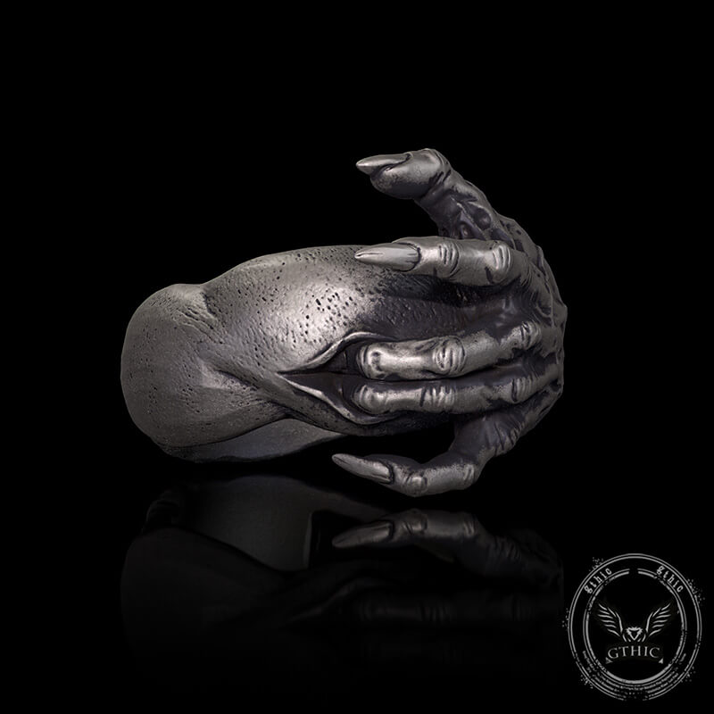 Gothic Evil Devil Hand Sterling Silver Ring | Gthic.com