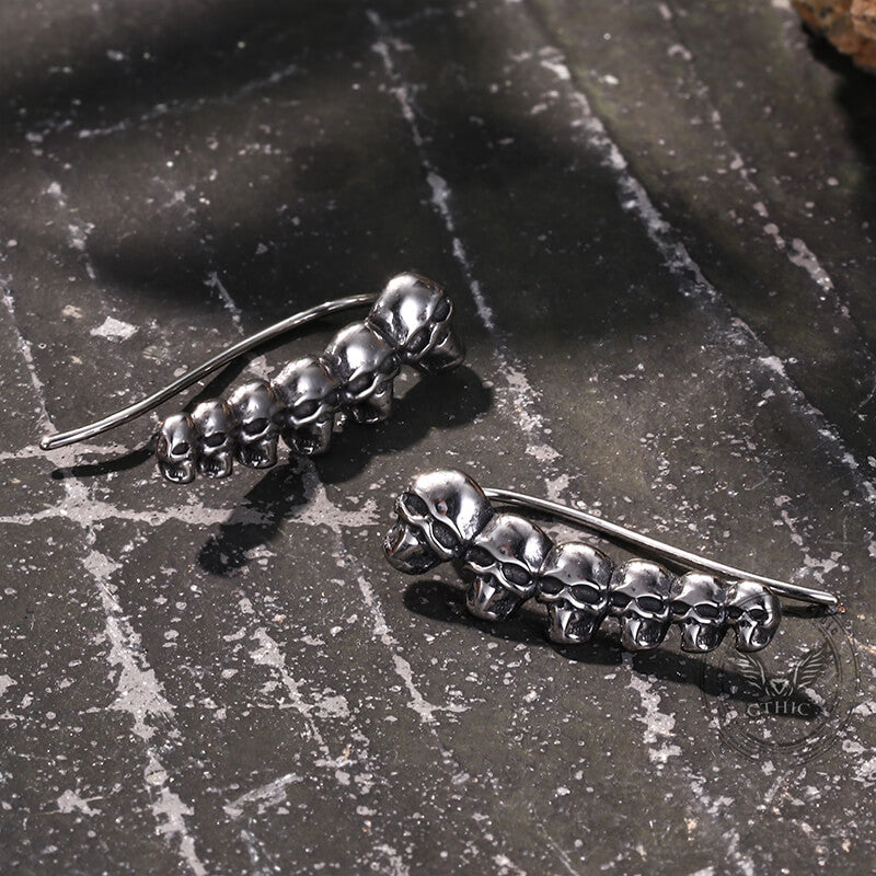 Gothic Evil Skull Design Stainless Steel Earrings | Gthic.com