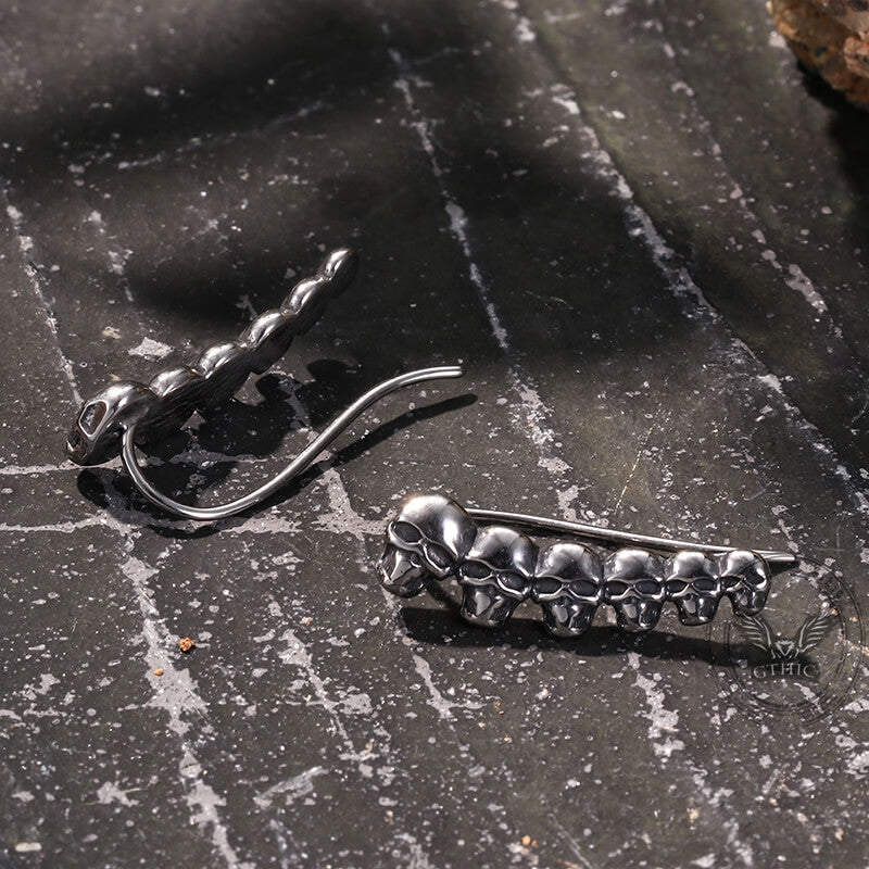 Ear Cuffs de acero inoxidable con diseño de plumas retro