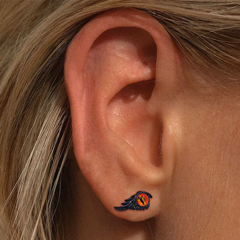 Gothic Feather Demon Eye Stainless Steel Industrial Piercing