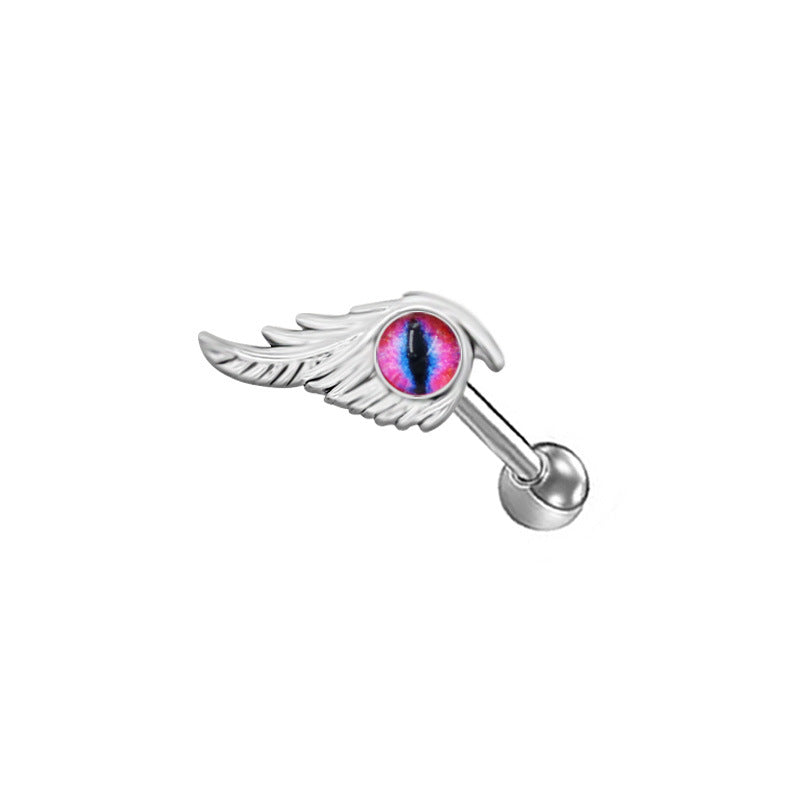 Gothic Feather Demon Eye Stainless Steel Industrial Piercing