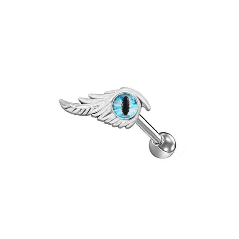 Gothic Feather Demon Eye Stainless Steel Industrial Piercing