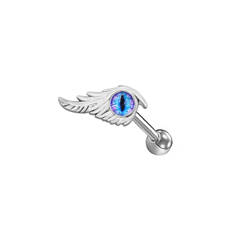 Gothic Feather Demon Eye Stainless Steel Industrial Piercing